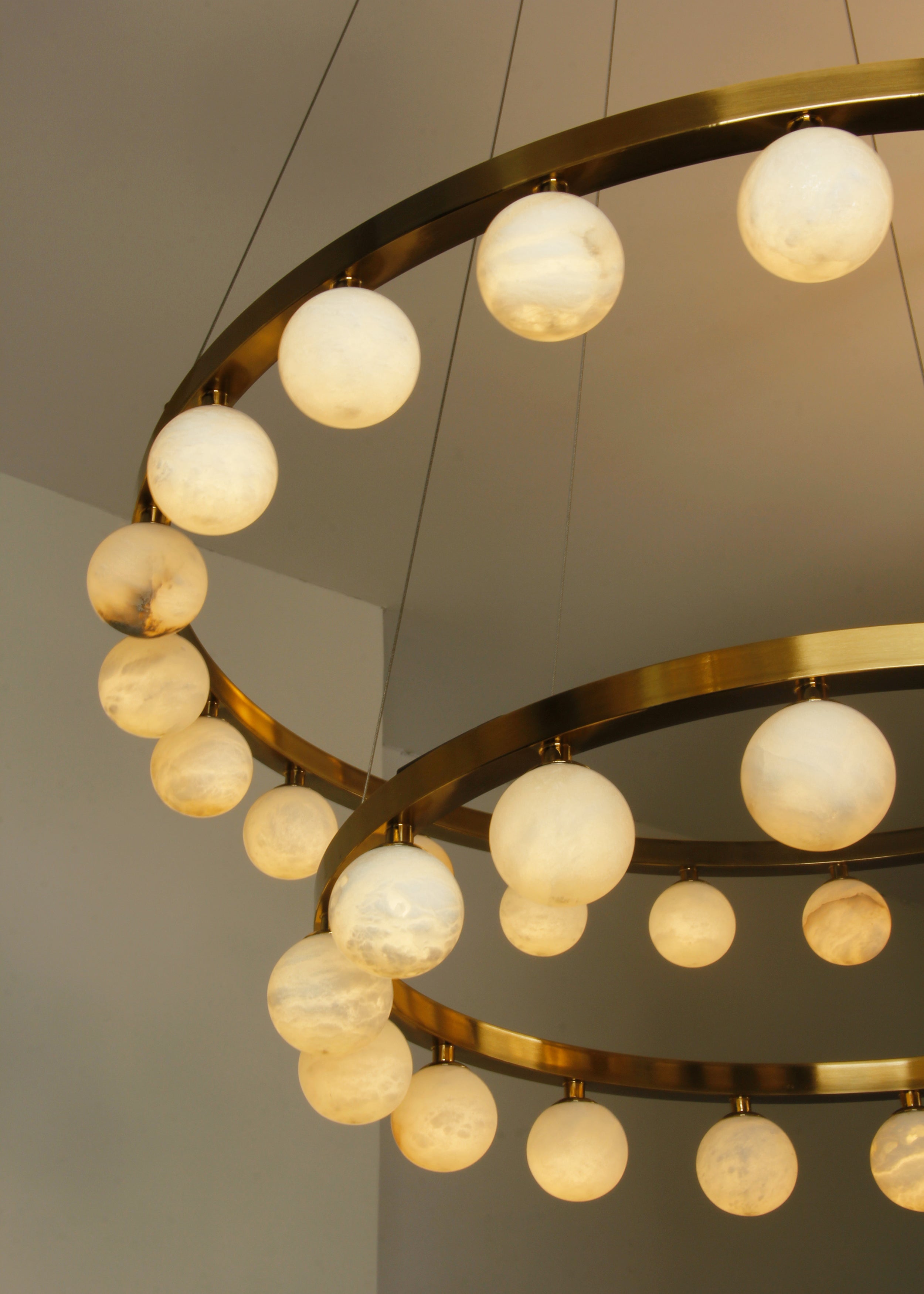 Orbit Marble Double Ring Chandelier