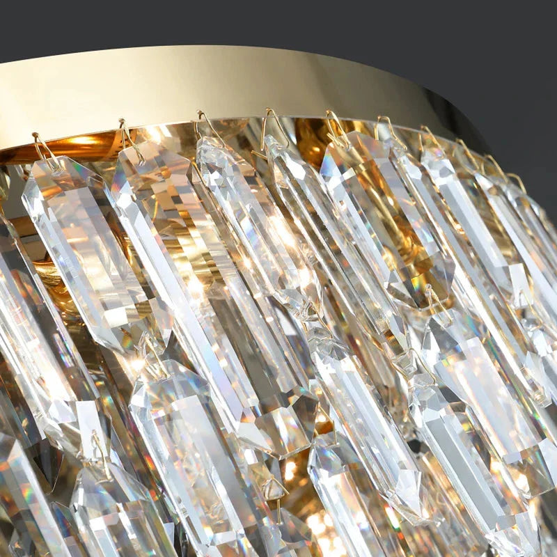Close-up of cascading crystal icicle detail on Abruzzi ceiling light