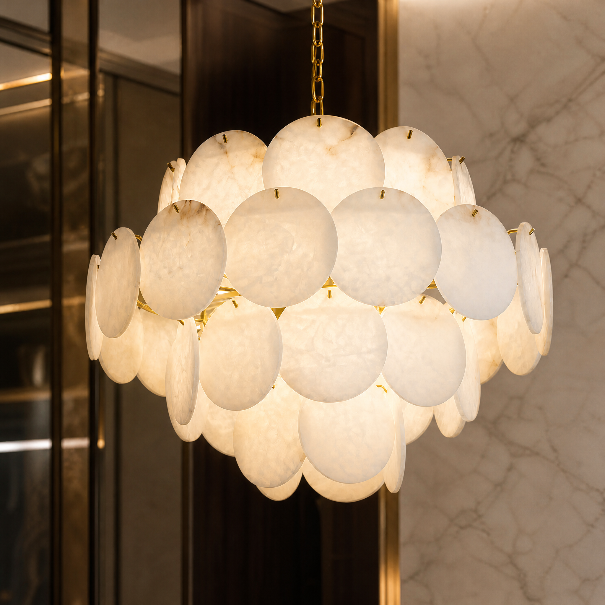 Alfonso Marble Circular Chandelier II by VORELLI