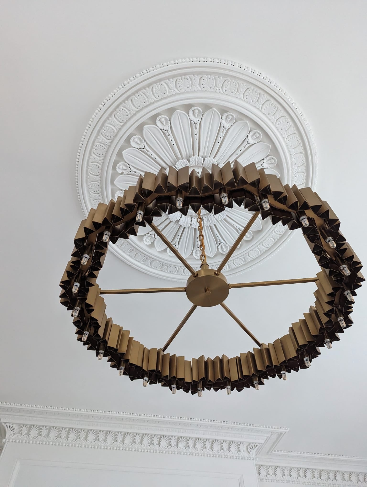 Bottom view of Antilia Circular Chandelier showing circular crystal formation