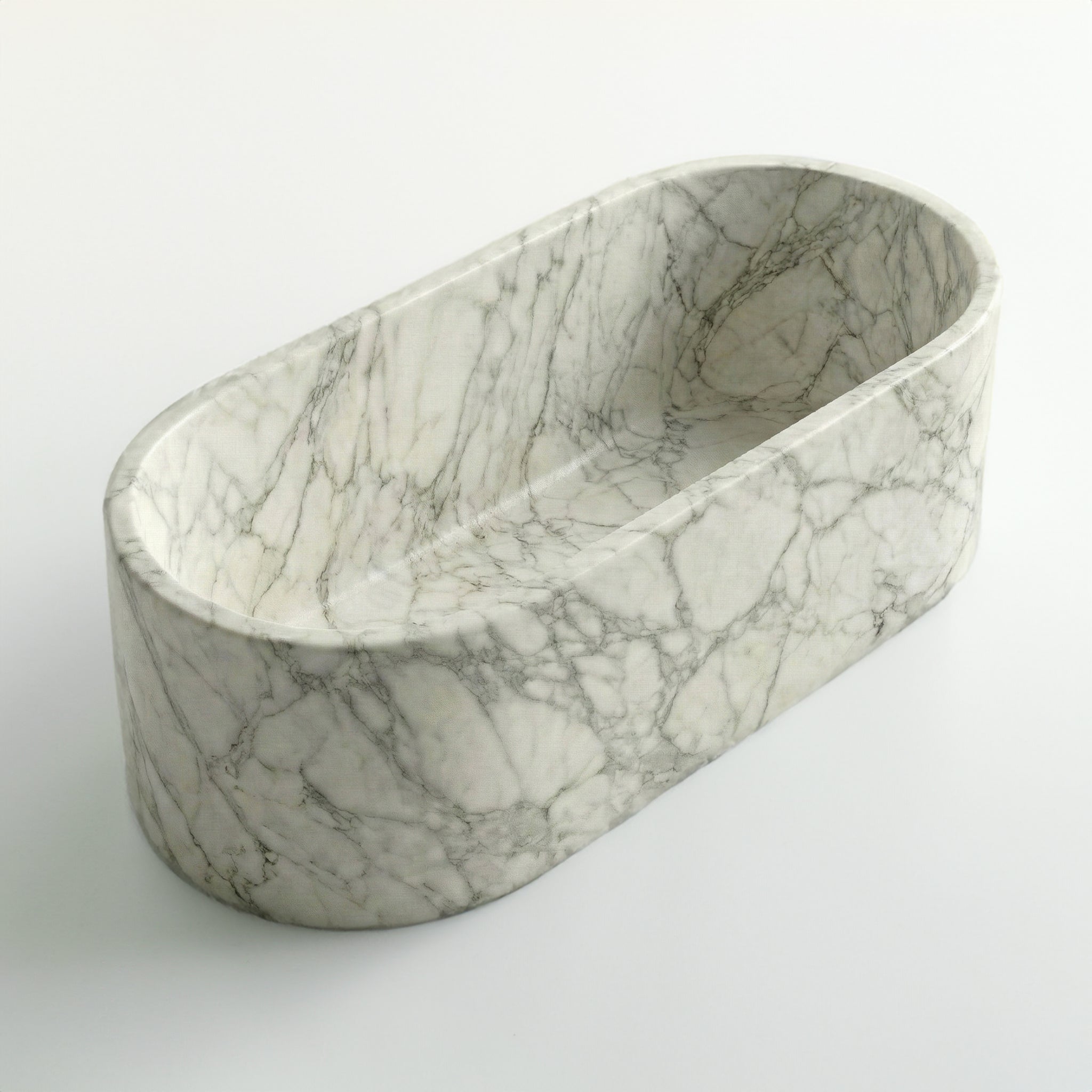 Arabescato Marble Freestanding Bathtub - Elliptical by VORELLI