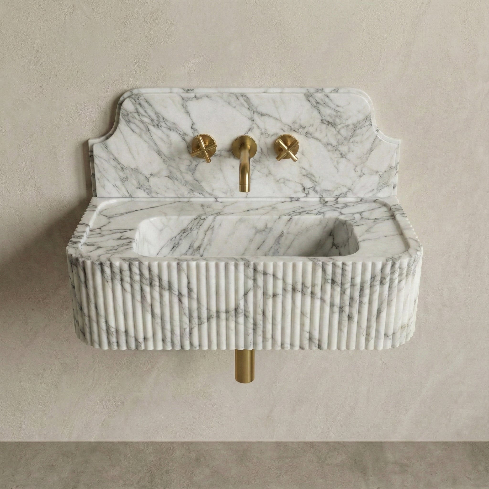 Arabescato Backsplash Sink - Fluted by VORELLI