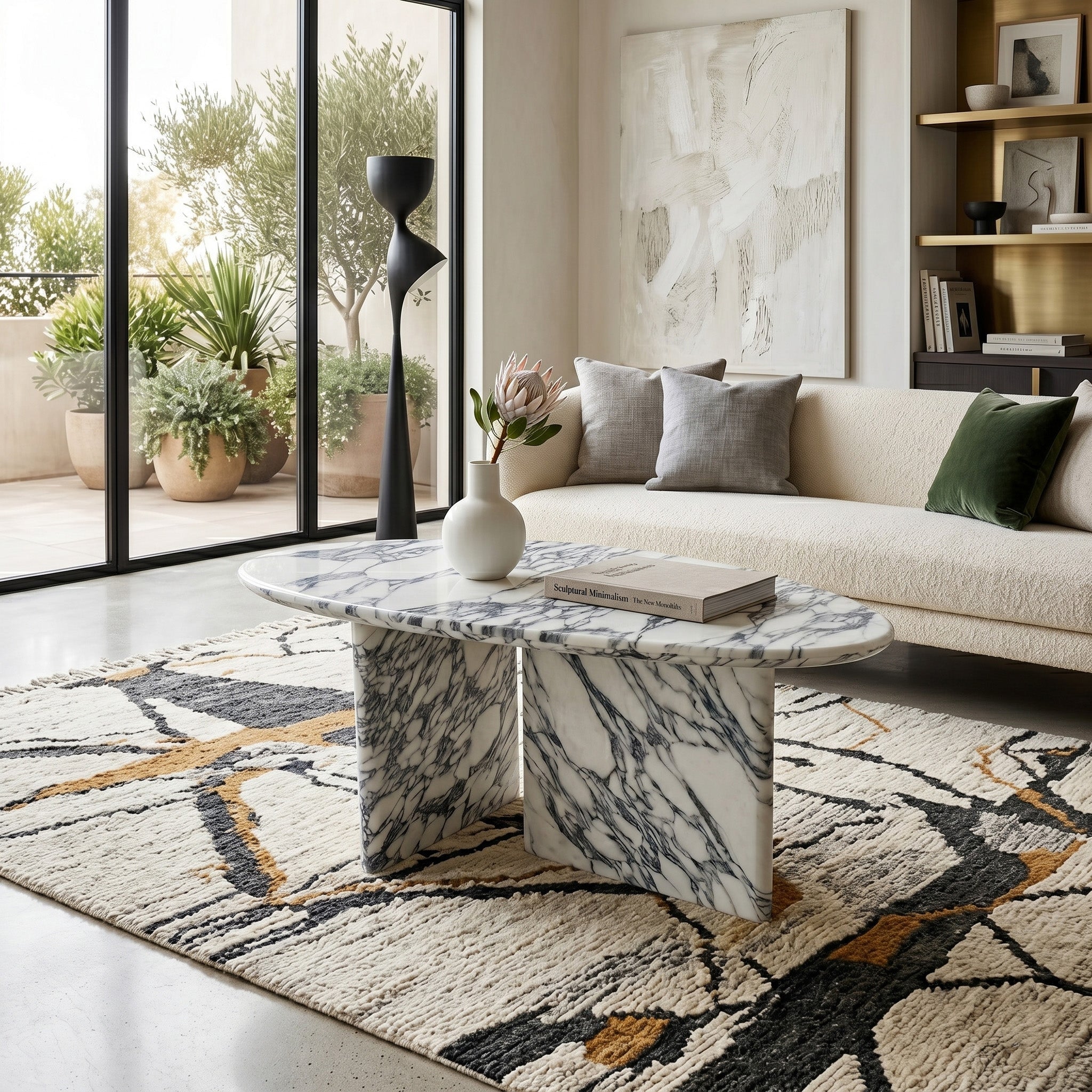Arabescato Marble Coffee Table - Pebble by VORELLI