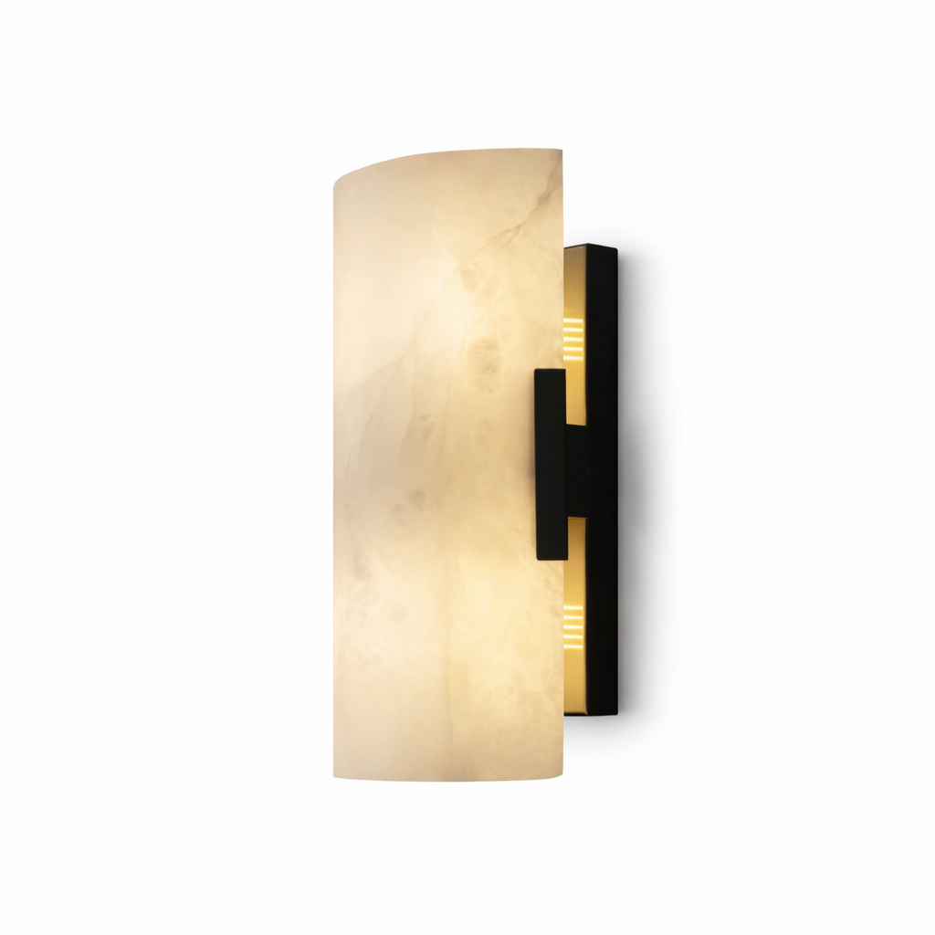 Arco Marble Wall Light curved natural stone with black detailing UAE