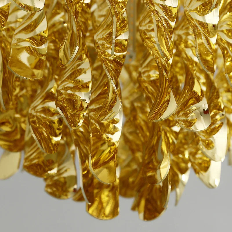 Close up of Arezzo Pendant Light layered diamond cut crystal pieces