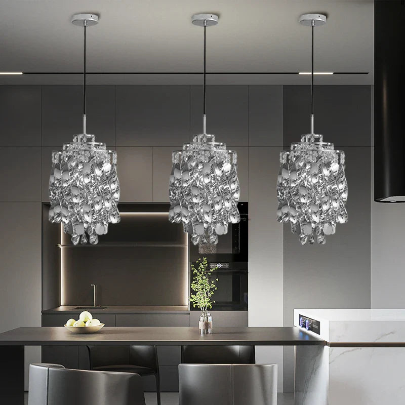 Arezzo Pendant Light in silver finish above modern kitchen island