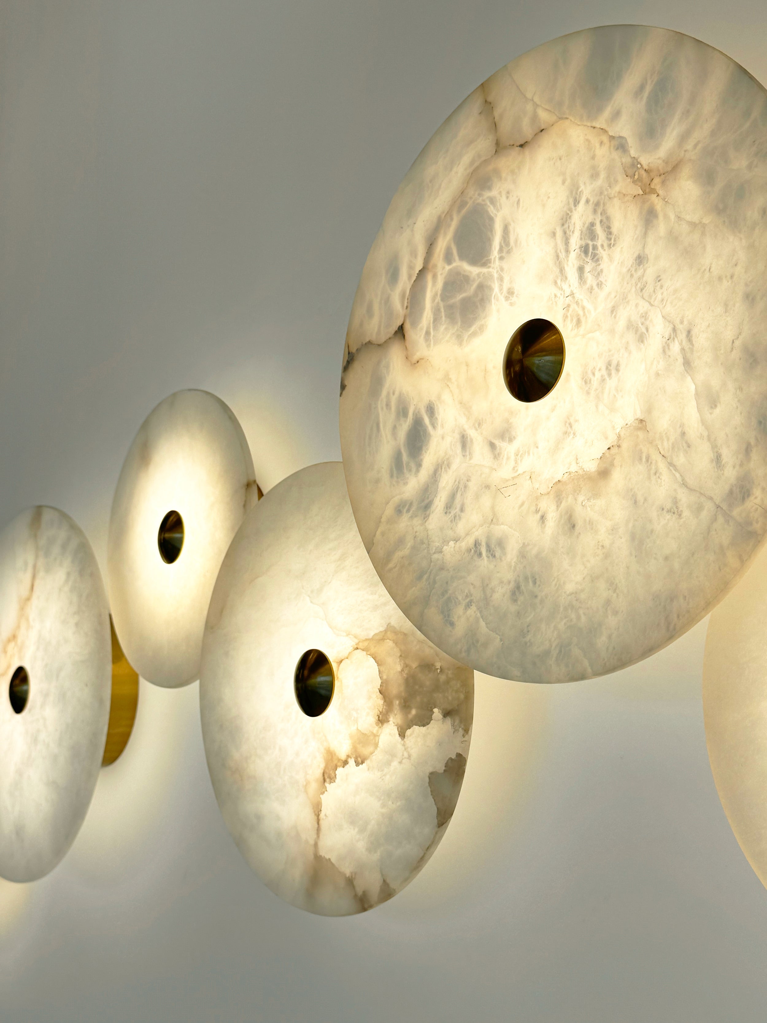 Close up of Aria Marble Wall Light natural marble veining