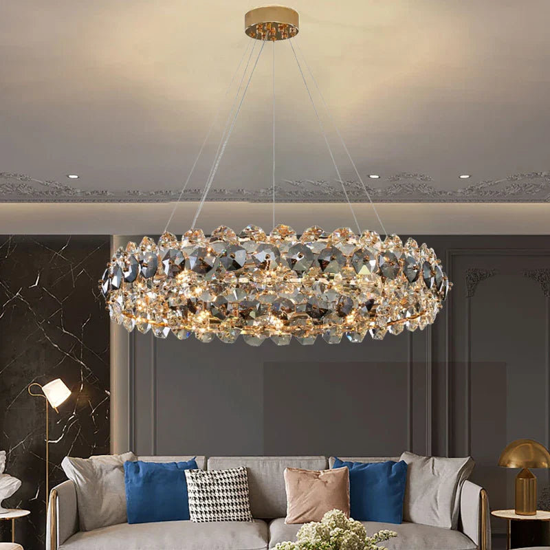 Astoria luxury crystal ring chandelier ceiling installation UAE