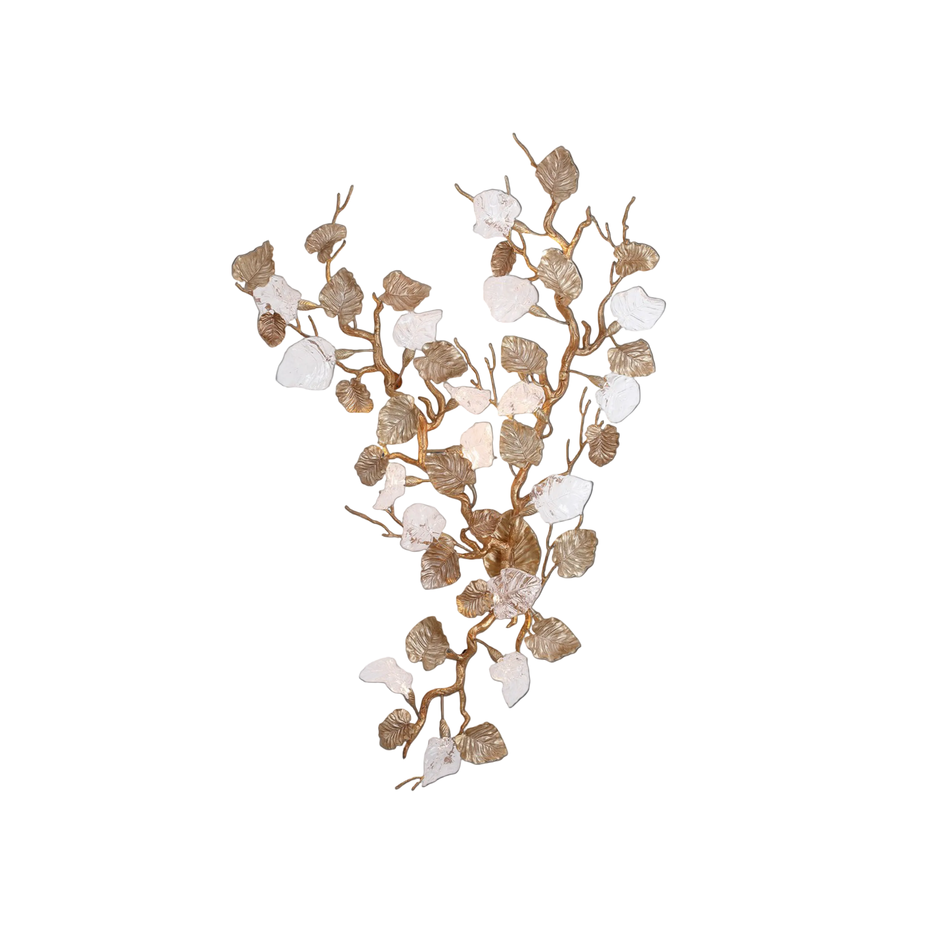 Aura Leaf wall light with sculpted glass leaves and branching frame