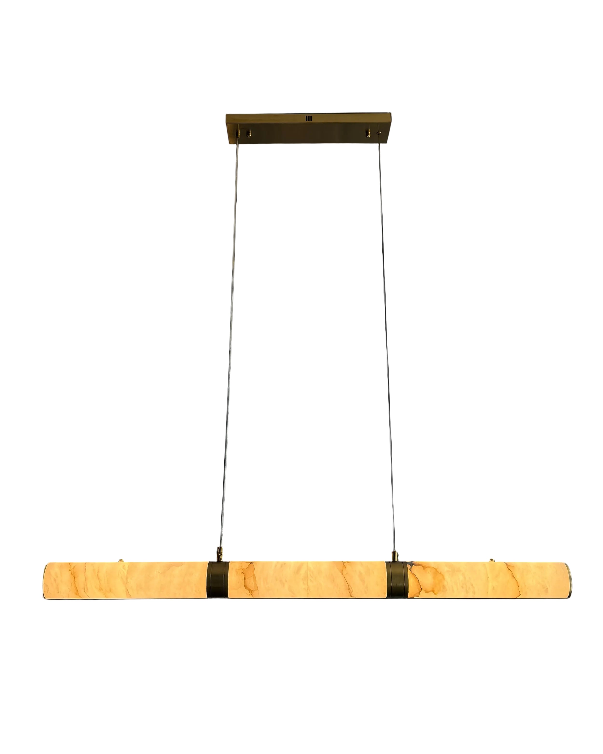 Avora marble rectangular chandelier with warm alabaster finish