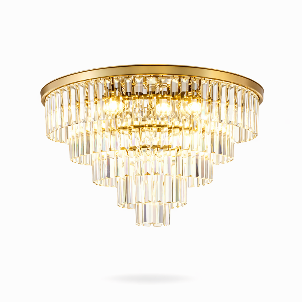 Beckenham ceiling light with tiered crystal bar design