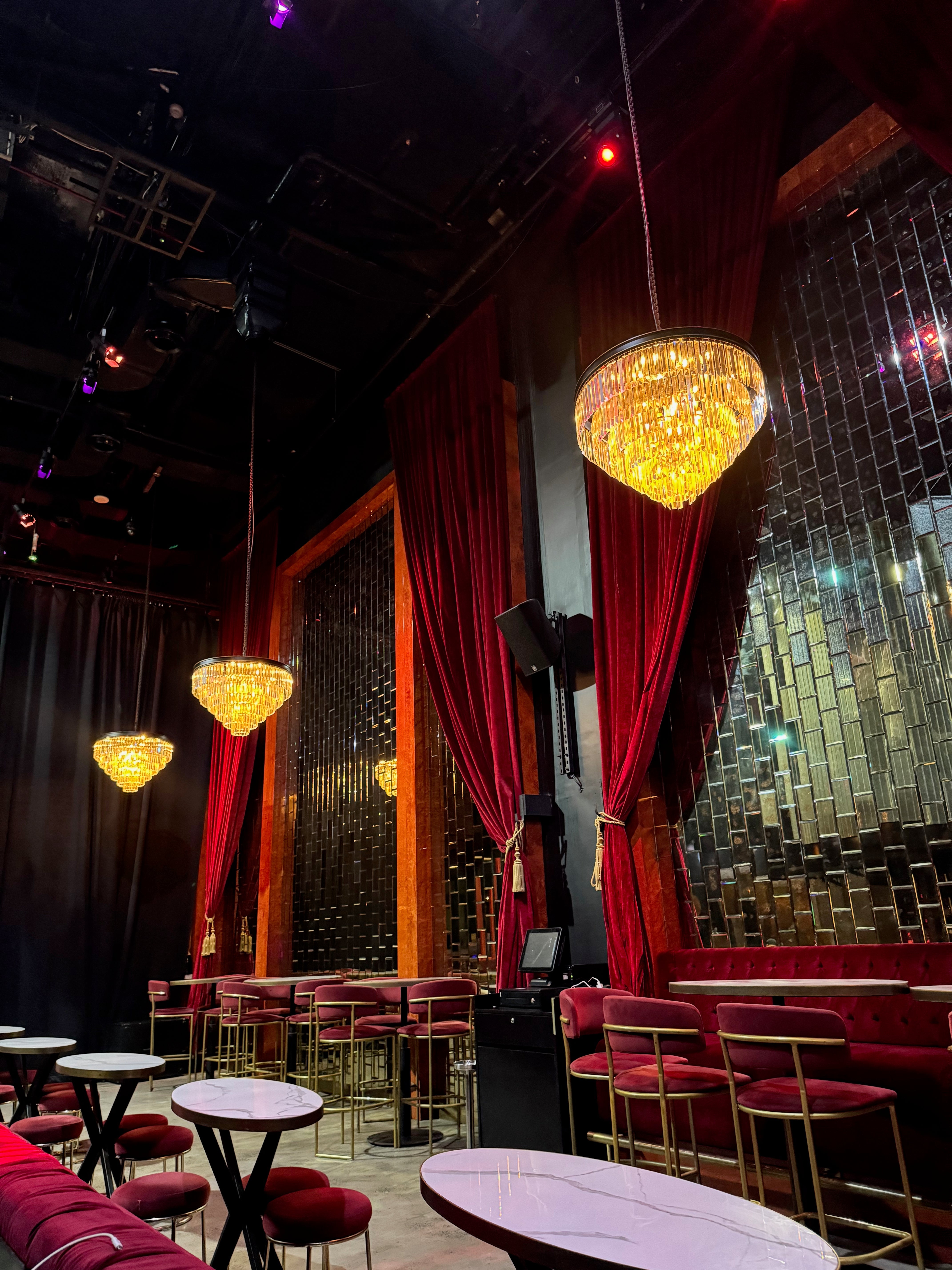 Beckenham crystal chandelier in upscale restaurant interior