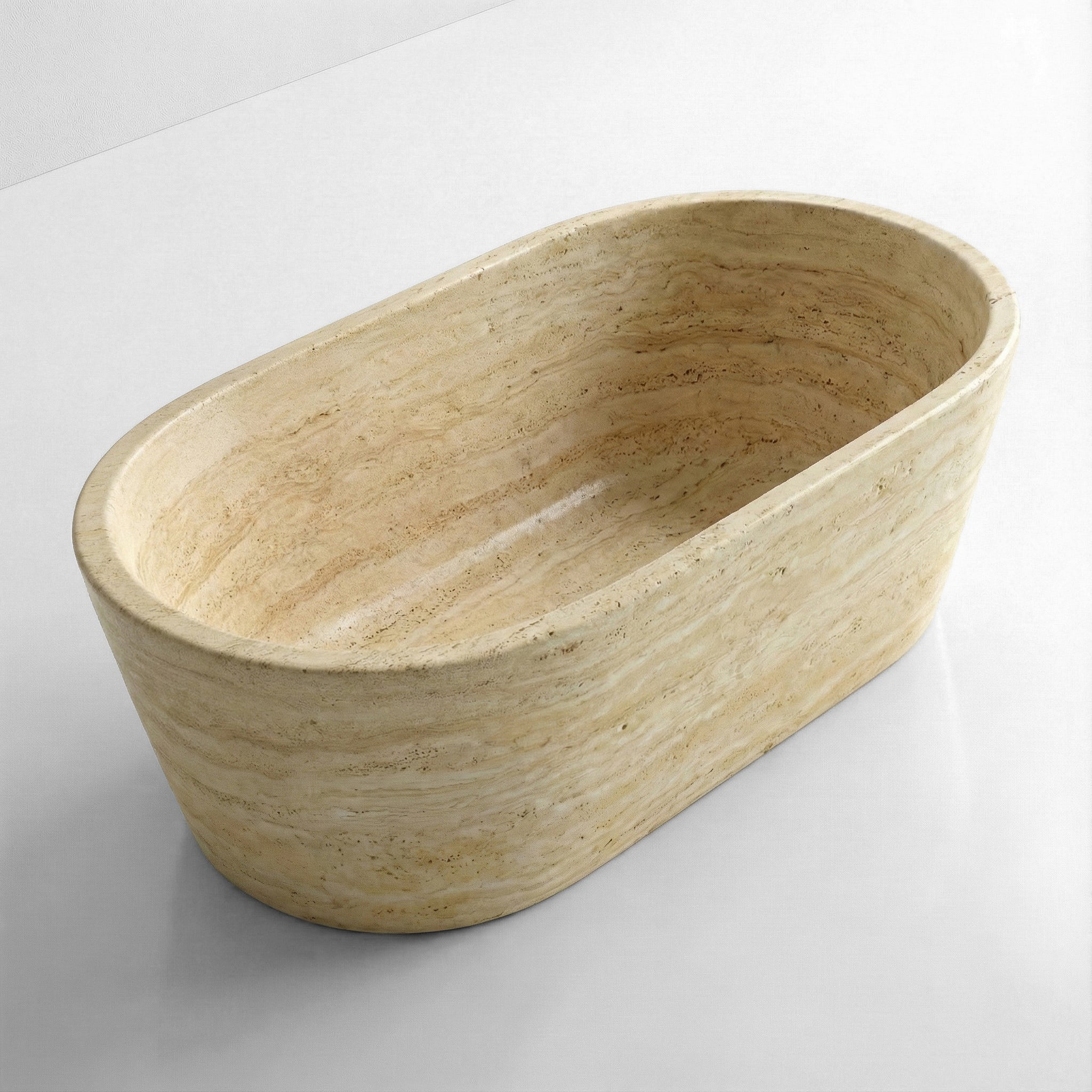 Beige Travertine Freestanding Bathtub - Tapered by VORELLI