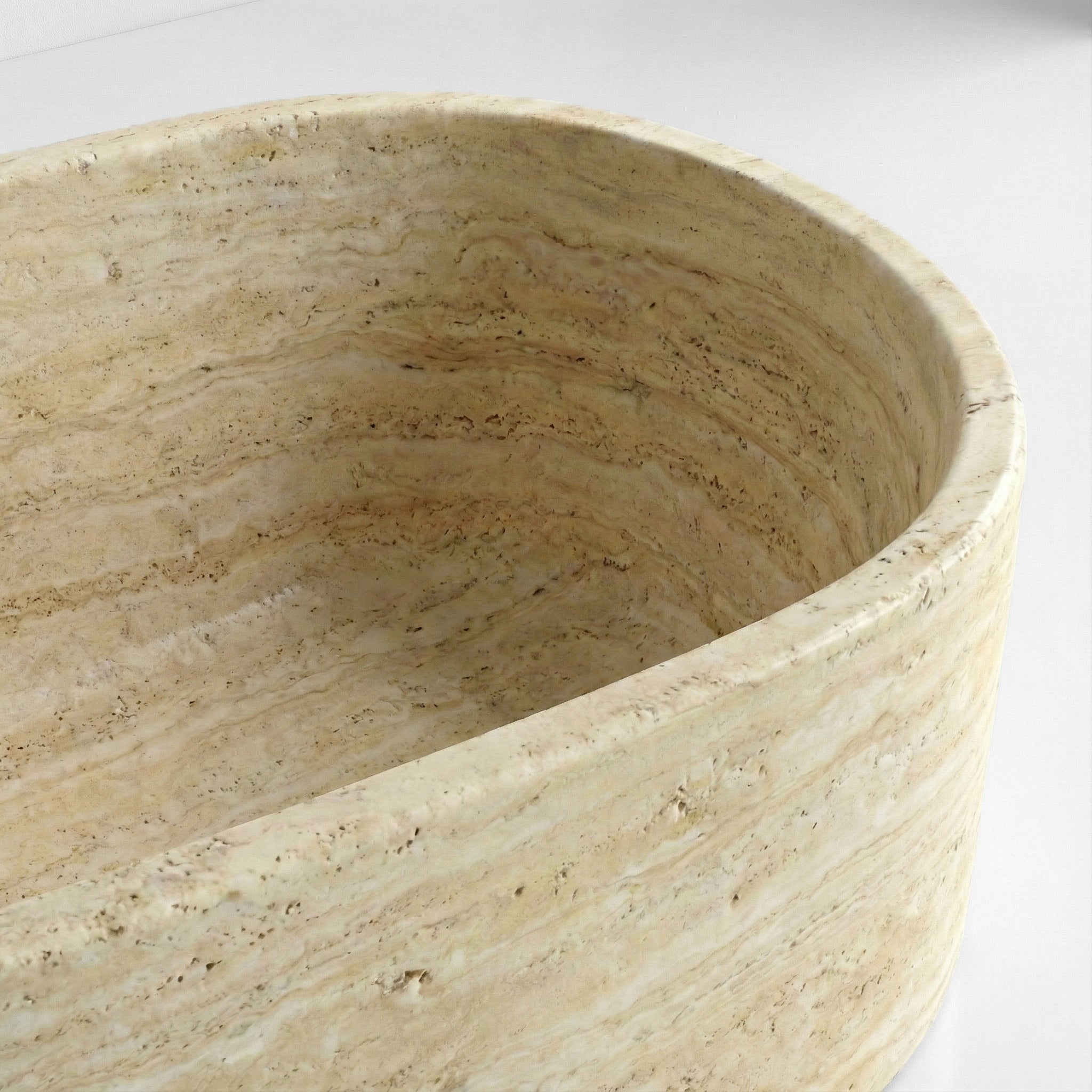Beige Travertine Freestanding Bathtub - Elliptical by VORELLI