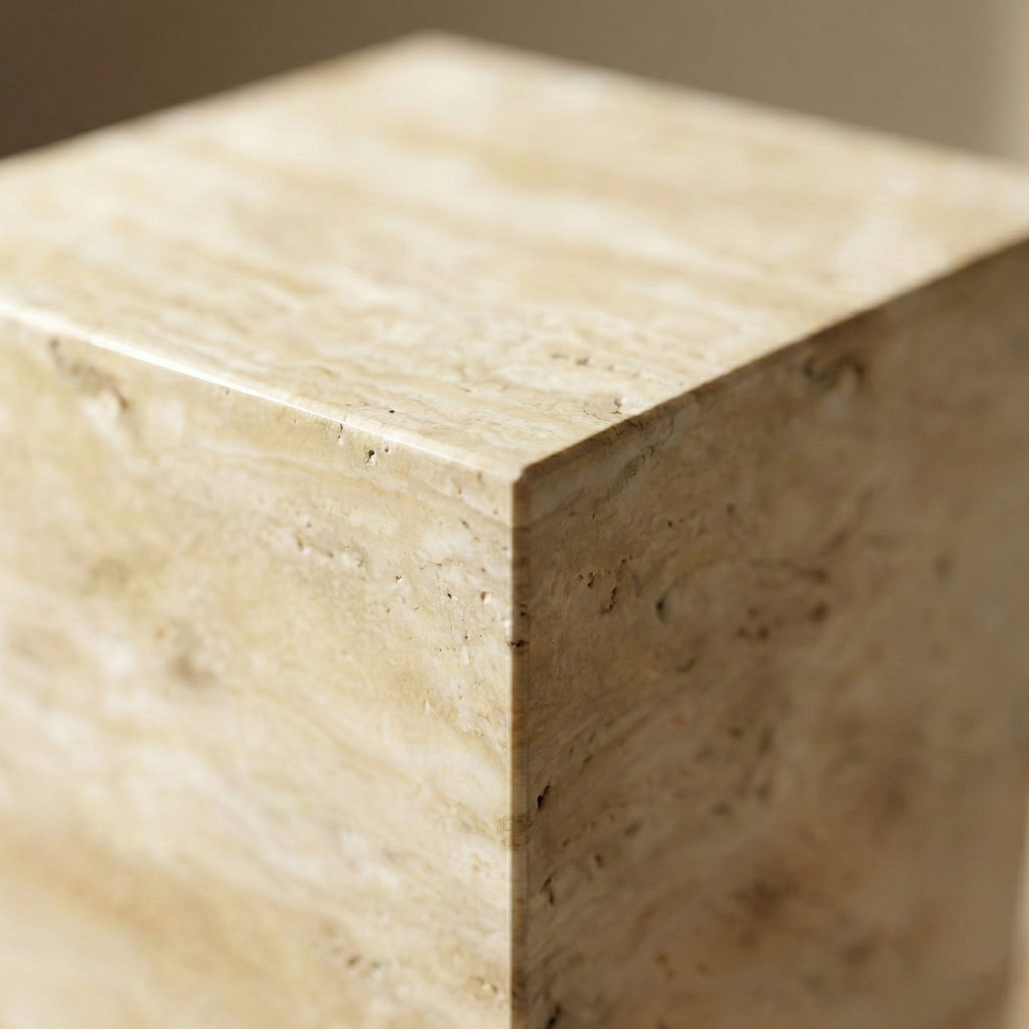 Beige Travertine Pedestal Stand by VORELLI