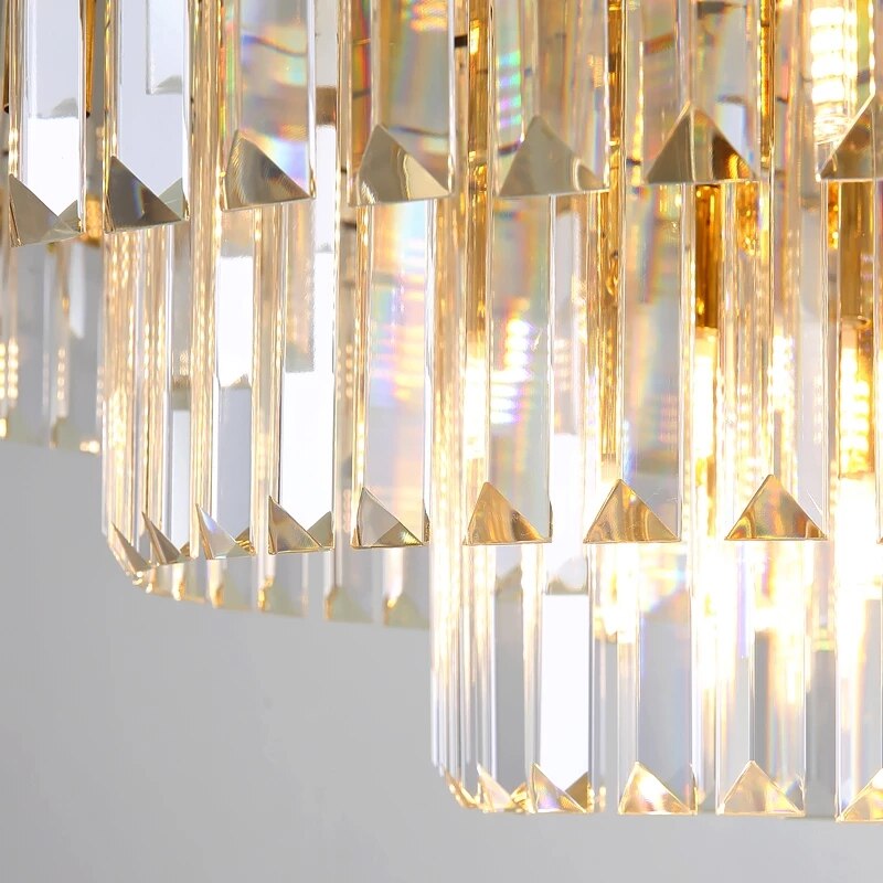 Close-up of crystal bar detailing on Belair chandelier