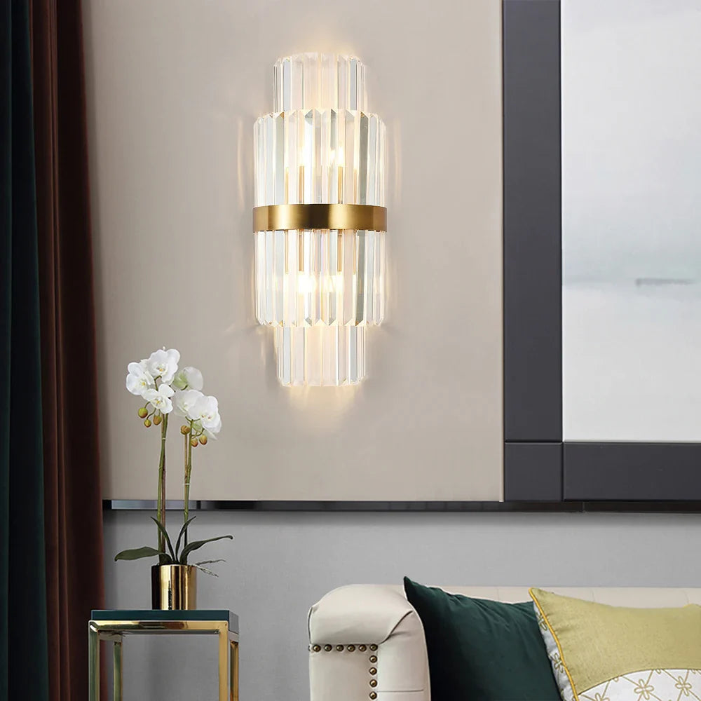 Belair crystal wall light mounted on feature wall