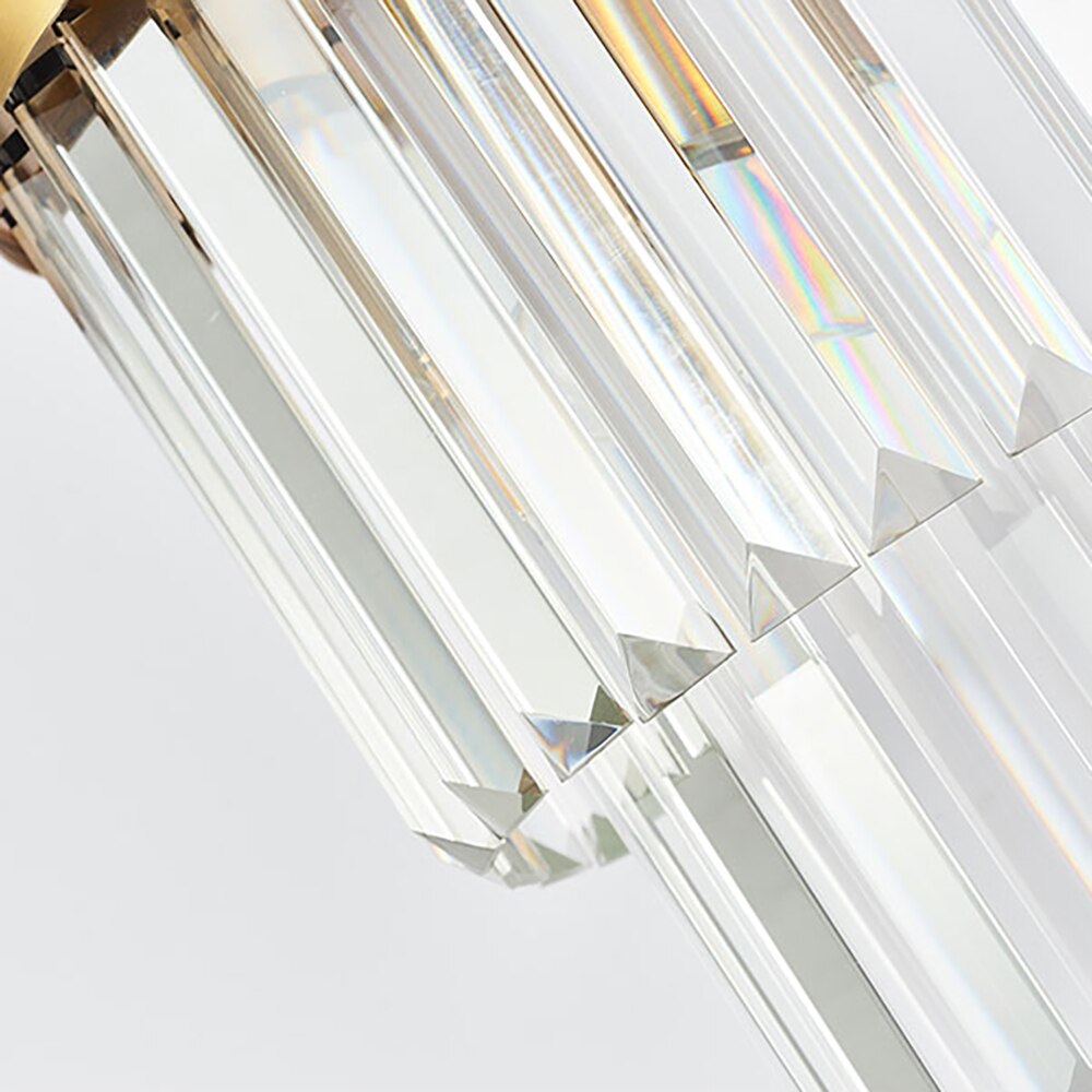 Detail of precision-cut crystal bars on Belair wall light
