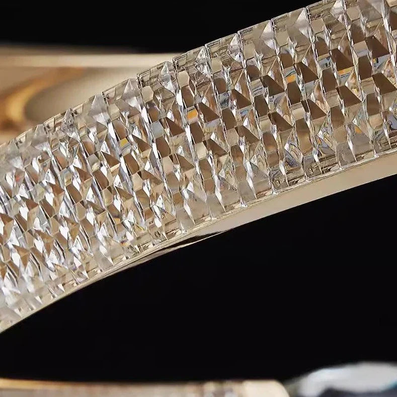 Close-up of diamond cut crystal detailing on Belgravia chandelier