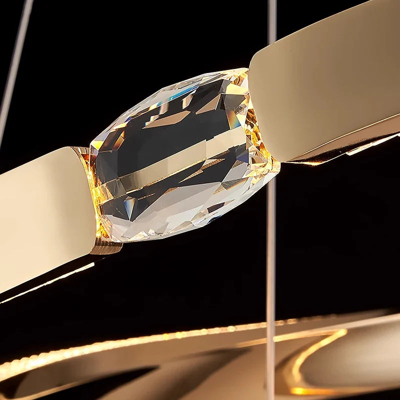Close-up of crystal accent detail on Belgravia double ring chandelier