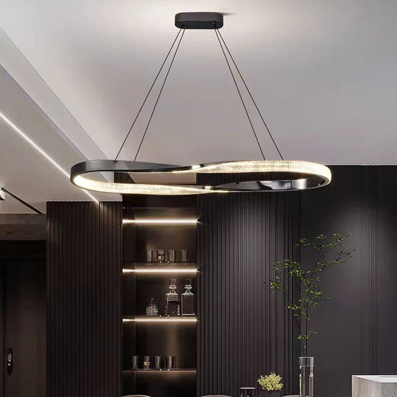 Belgravia rectangular LED chandelier in contemporary interior setting