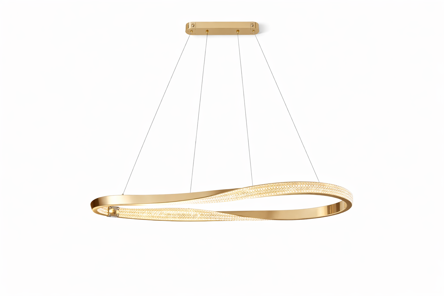 Belgravia rectangular chandelier with sculptural gold ribbon design