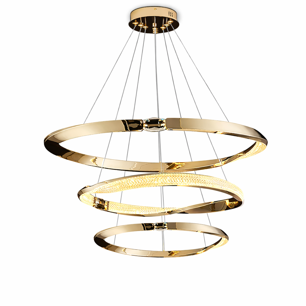 Belgravia trio circular chandelier with diamond cut crystal tiers