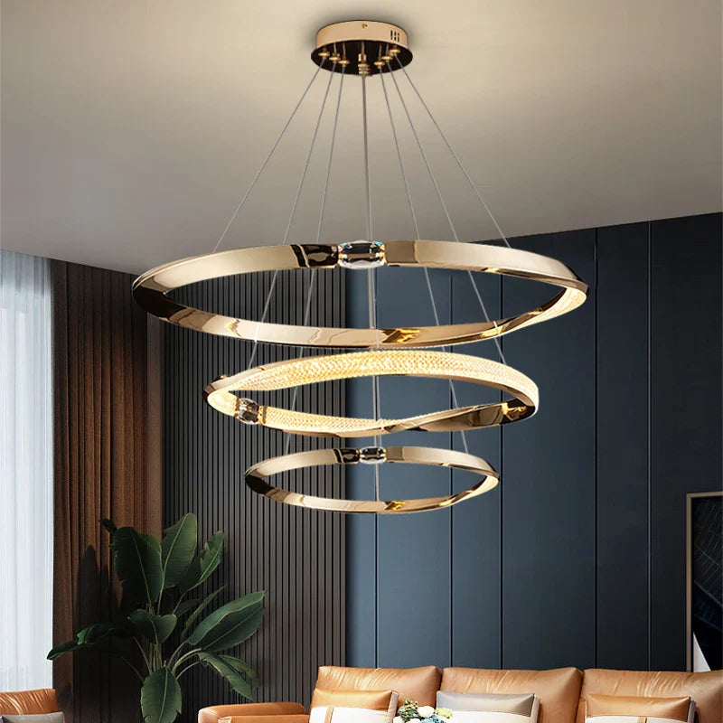 Belgravia triple tier circular chandelier in modern living room