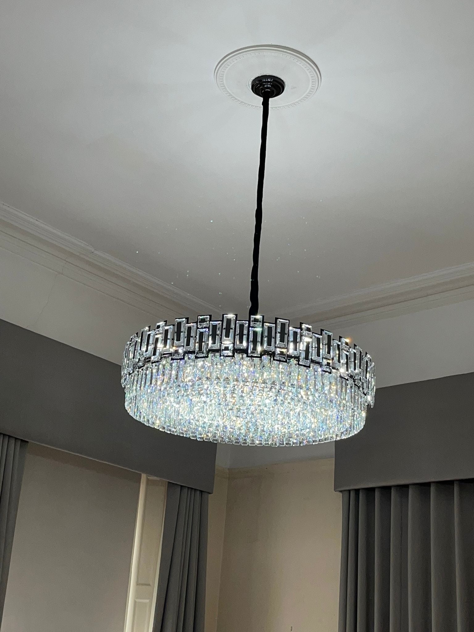 Side profile of Belvedere circular crystal chandelier
