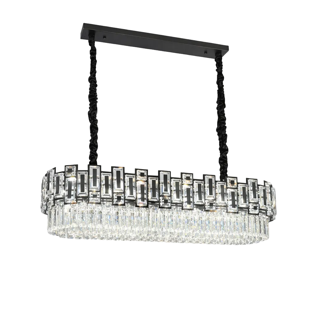 Belvedere rectangular crystal chandelier with layered crystal design