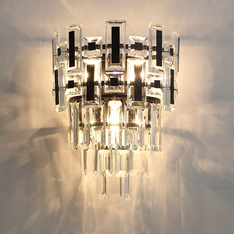 Belvedere crystal wall sconce installed on neutral interior wall