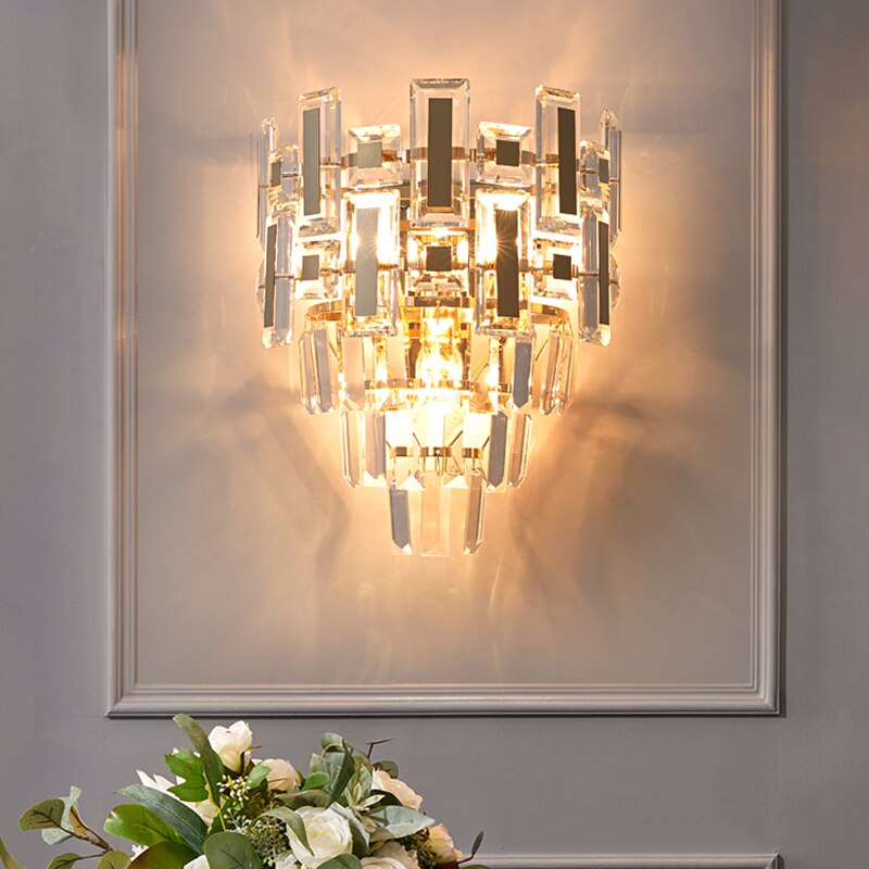 Belvedere crystal wall light casting warm ambient glow