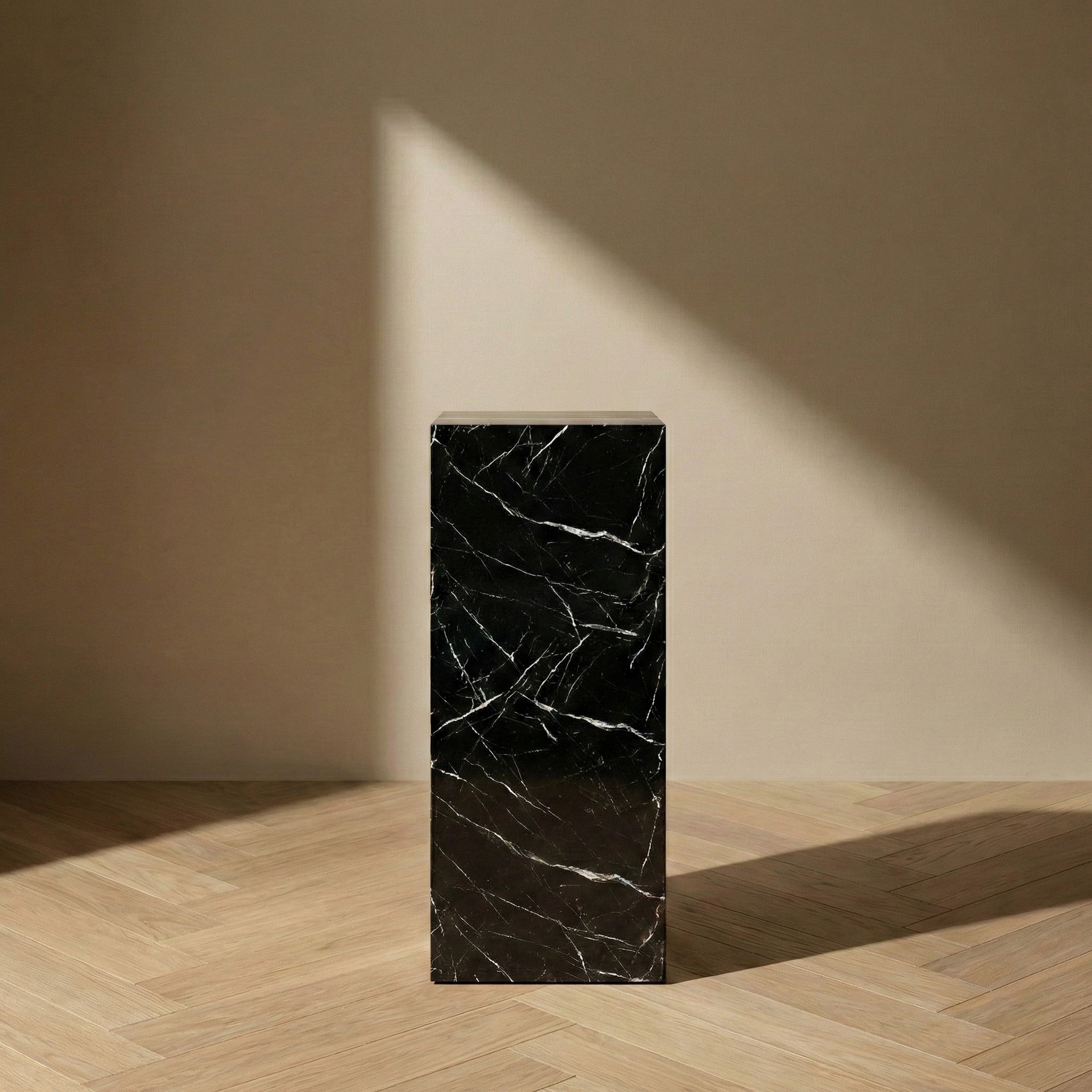 Black Marquina Marble Pedestal Stand by VORELLI