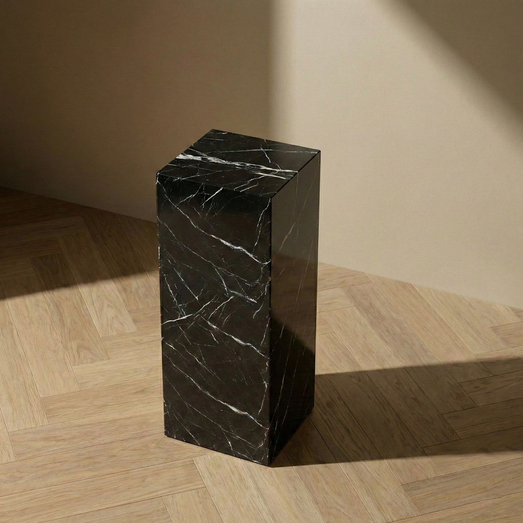 Black Marquina Marble Pedestal Stand by VORELLI