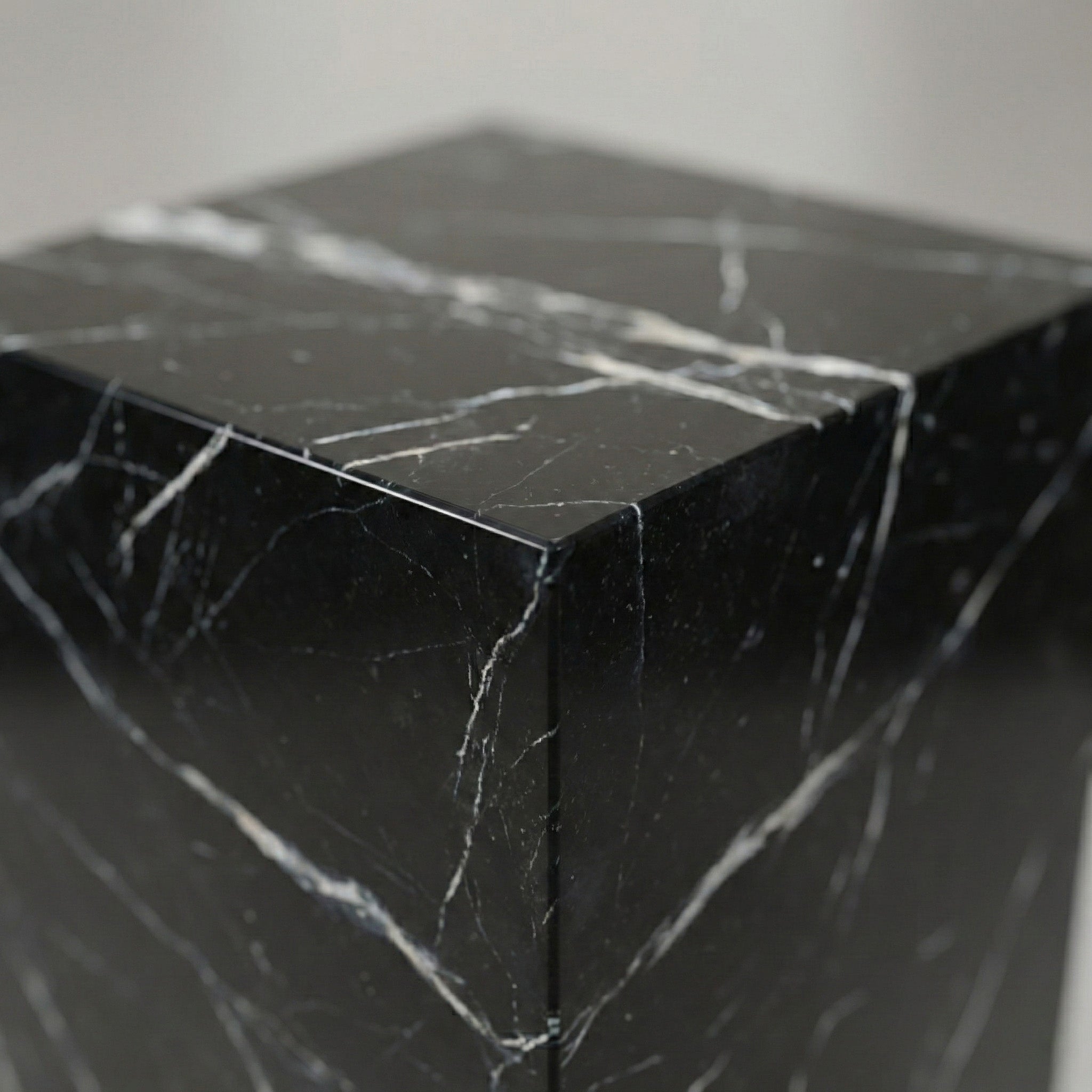 Black Marquina Marble Pedestal Stand by VORELLI