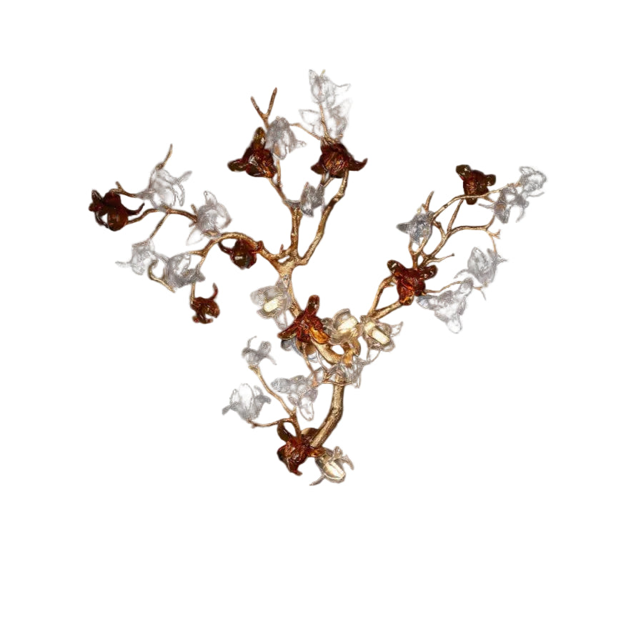 Bloom wall light with sculpted glass petals and warm amber accents