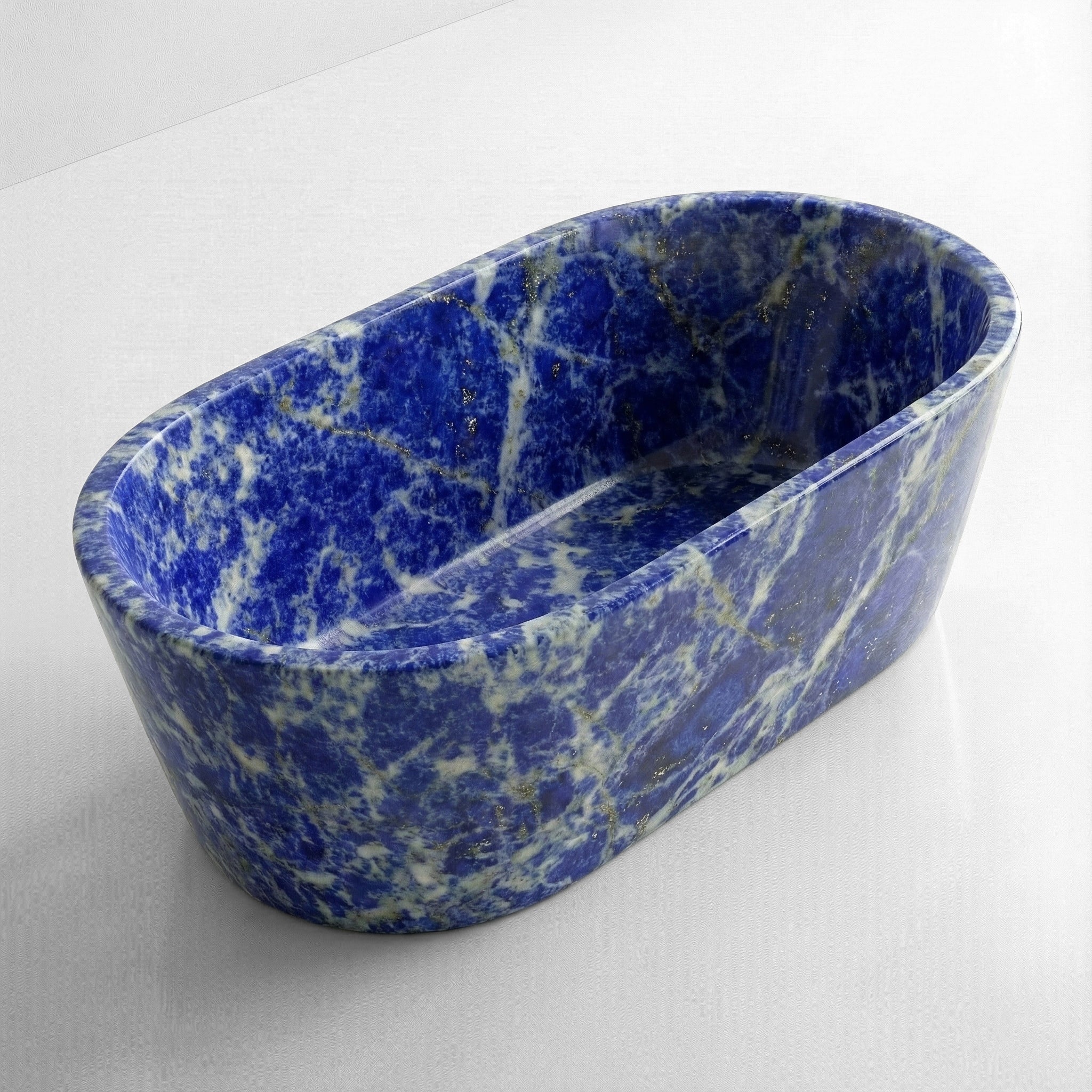 Blue Sodalite Marble Freestanding Bathtub - Tapered by VORELLI