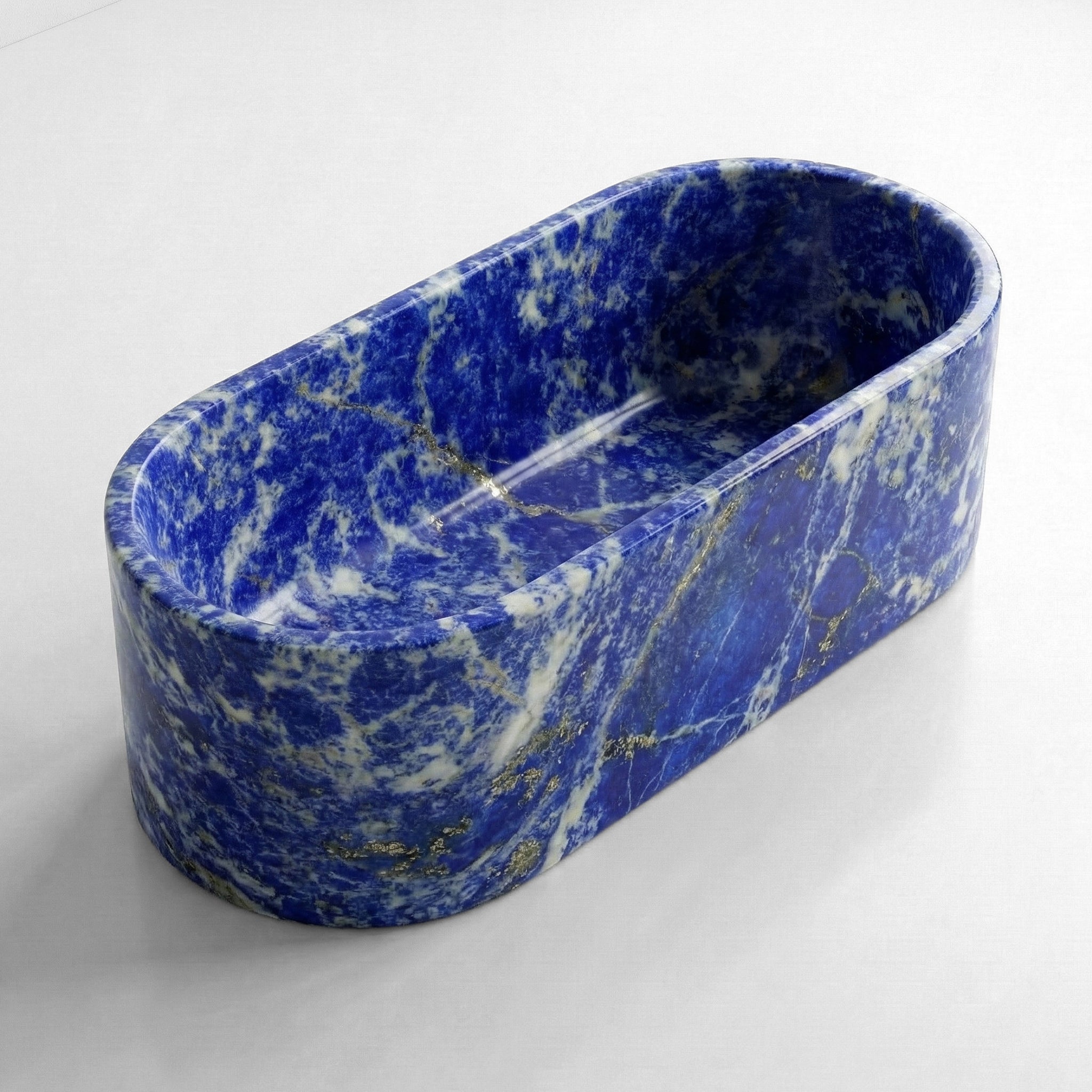 Blue Sodalite Marble Freestanding Bathtub - Elliptical by VORELLI