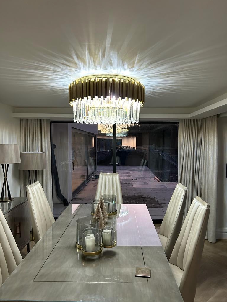 Boeotia ceiling light above dining table with crystal detailing
