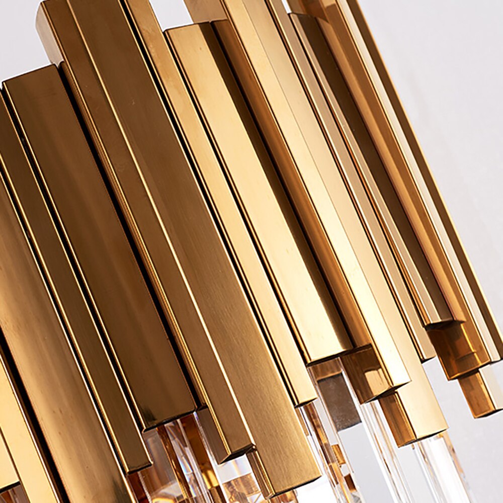 Close-up of gold cuboid tubing on Boeotia double wall light