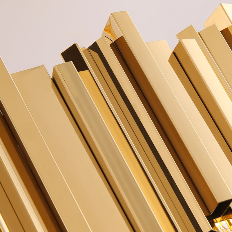 Close-up of gold cuboid tubing on Boeotia Spiral Staircase II