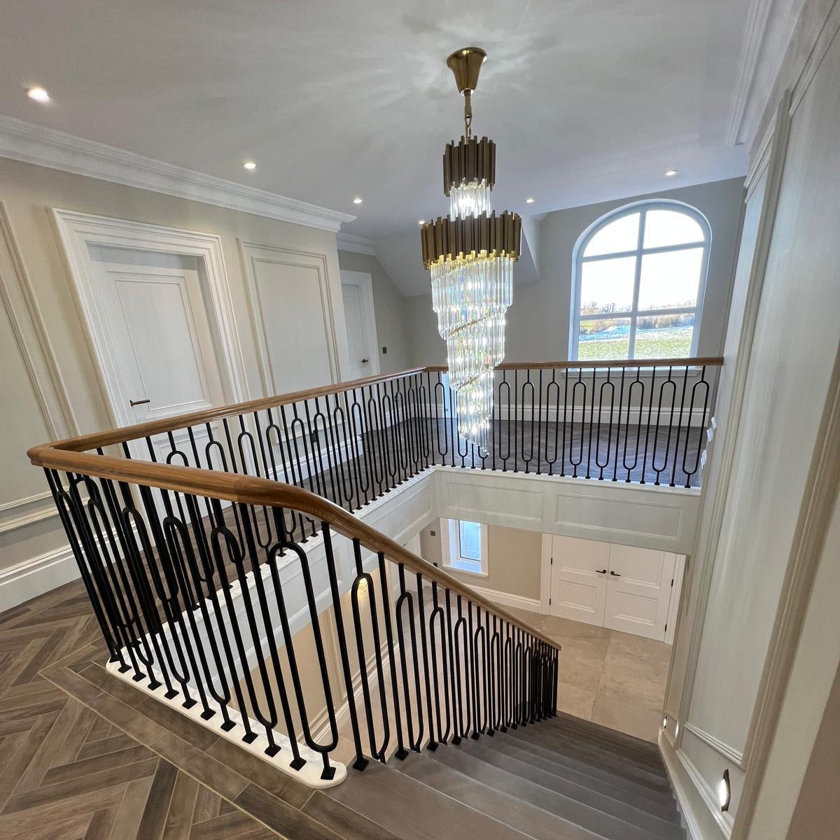 Boeotia Spiral Staircase II installed above staircase landing