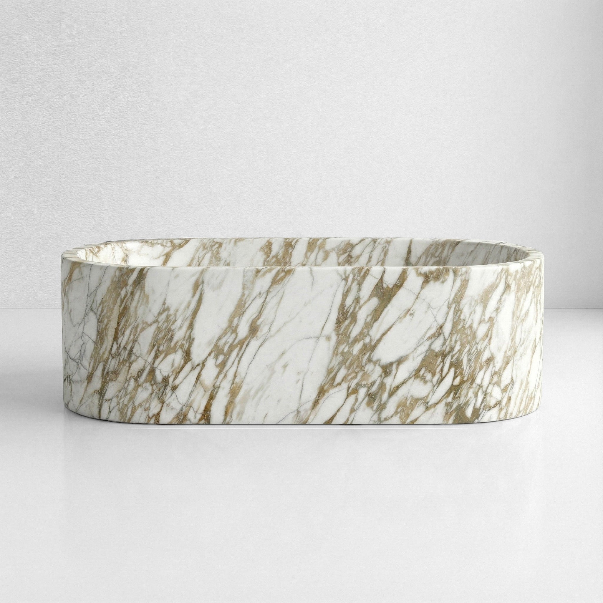 Calacatta Gold Marble Freestanding Bathtub - Elliptical by VORELLI