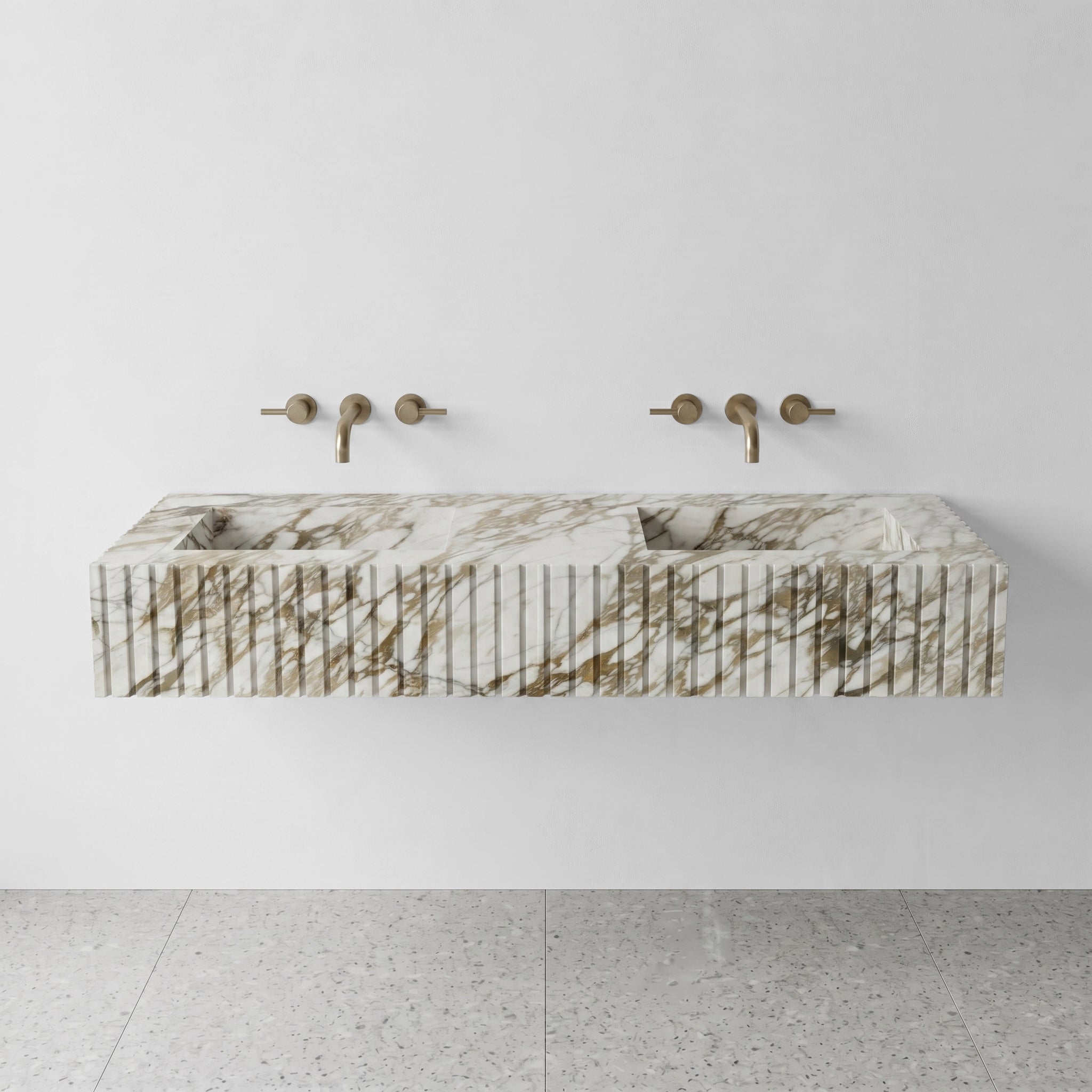 Calacatta Gold Marble Double Sink - Fluted by VORELLI