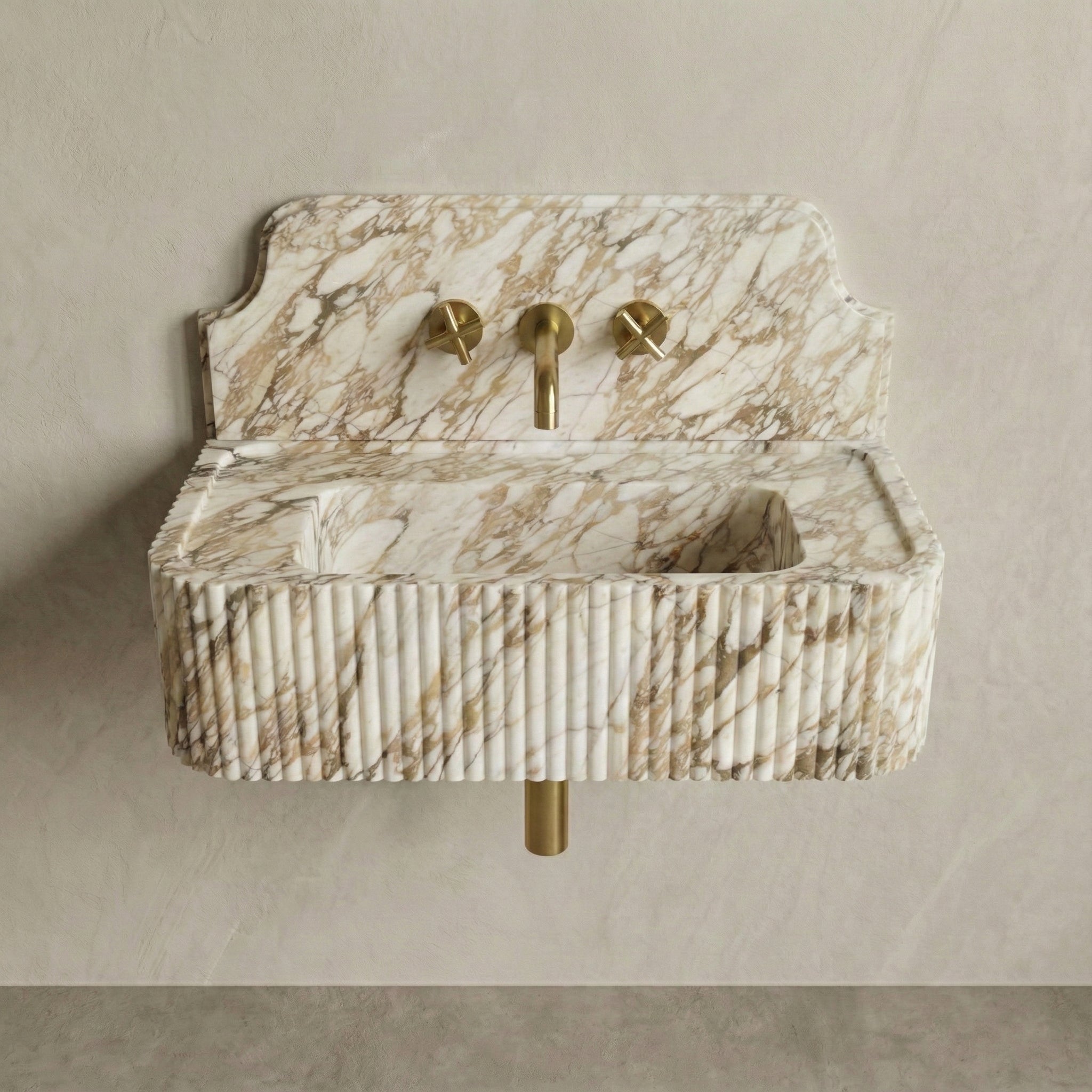 Calacatta Gold Backsplash Sink - Fluted by VORELLI