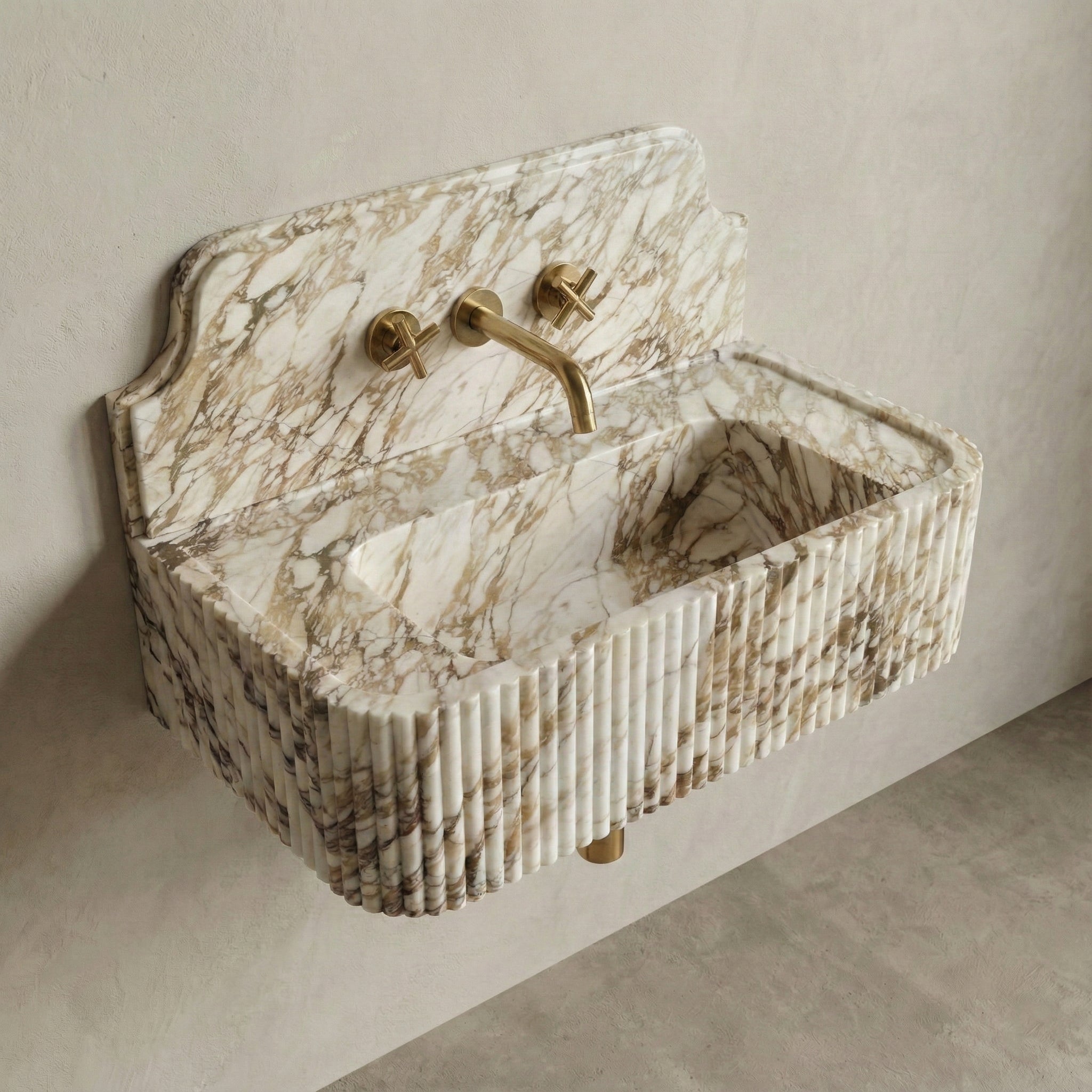 Calacatta Gold Backsplash Sink - Fluted by VORELLI