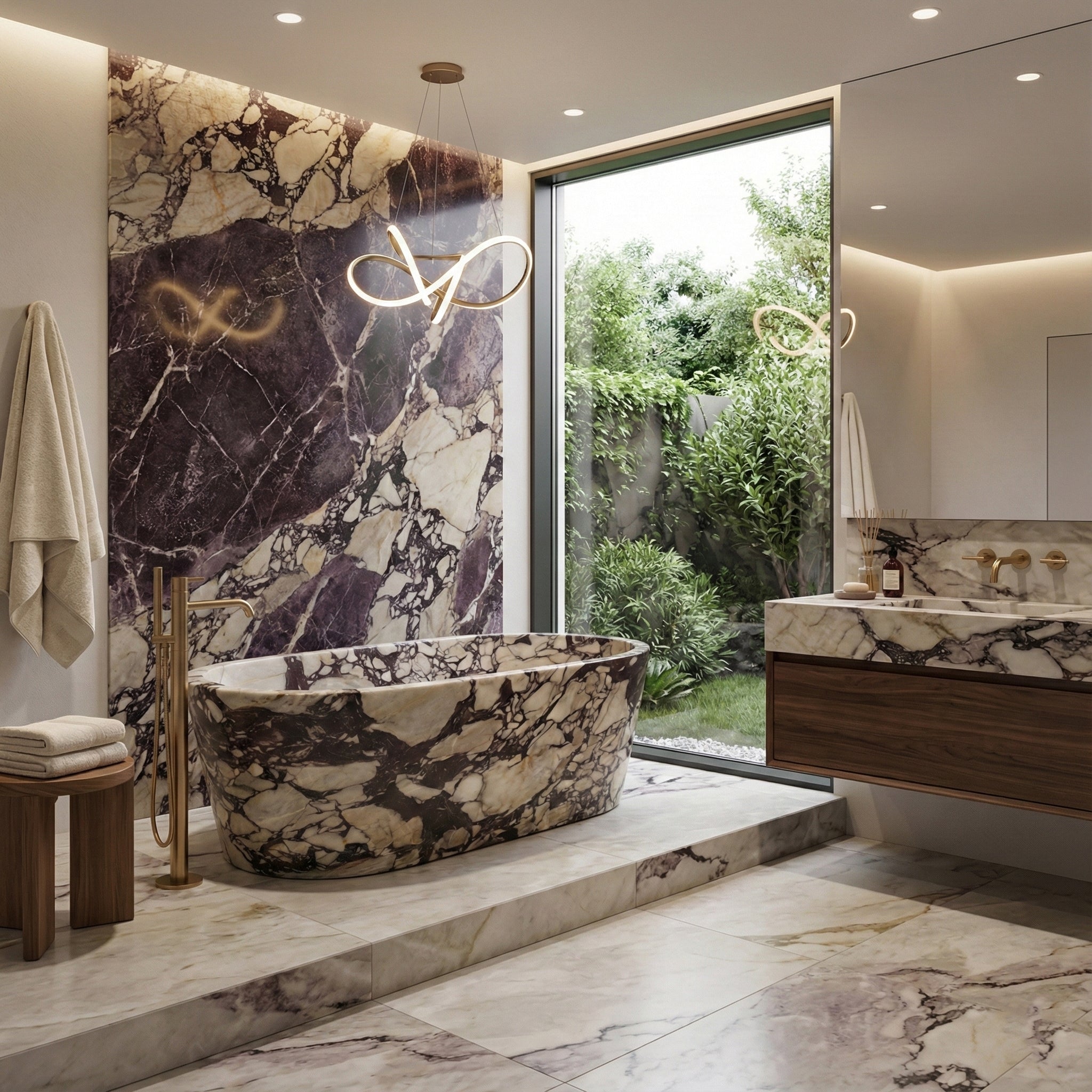 Calacatta Viola Extra Marble Freestanding Bathtub - Tapered by VORELLI