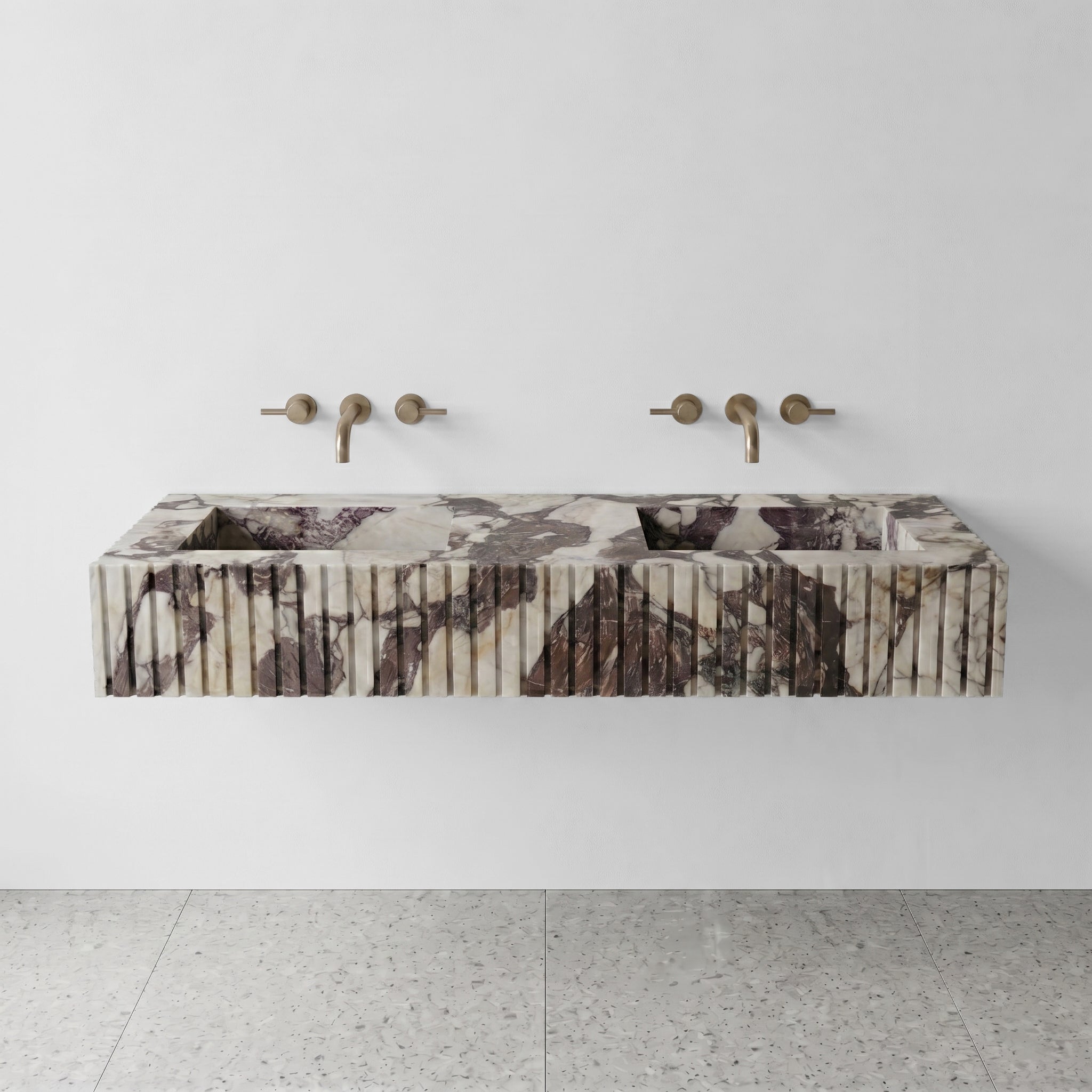 Calacatta Viola Extra Marble Double Sink - Fluted by VORELLI