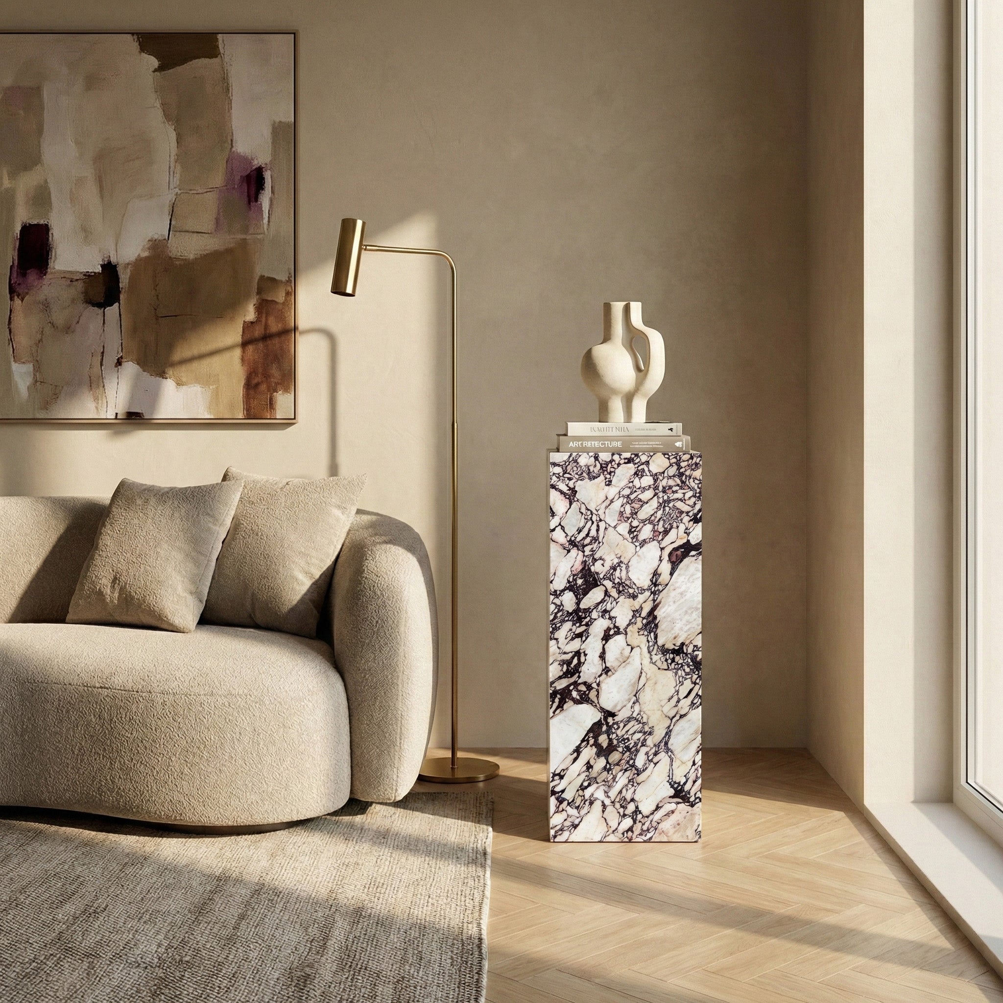 Calacatta Viola Marble Pedestal Stand by VORELLI