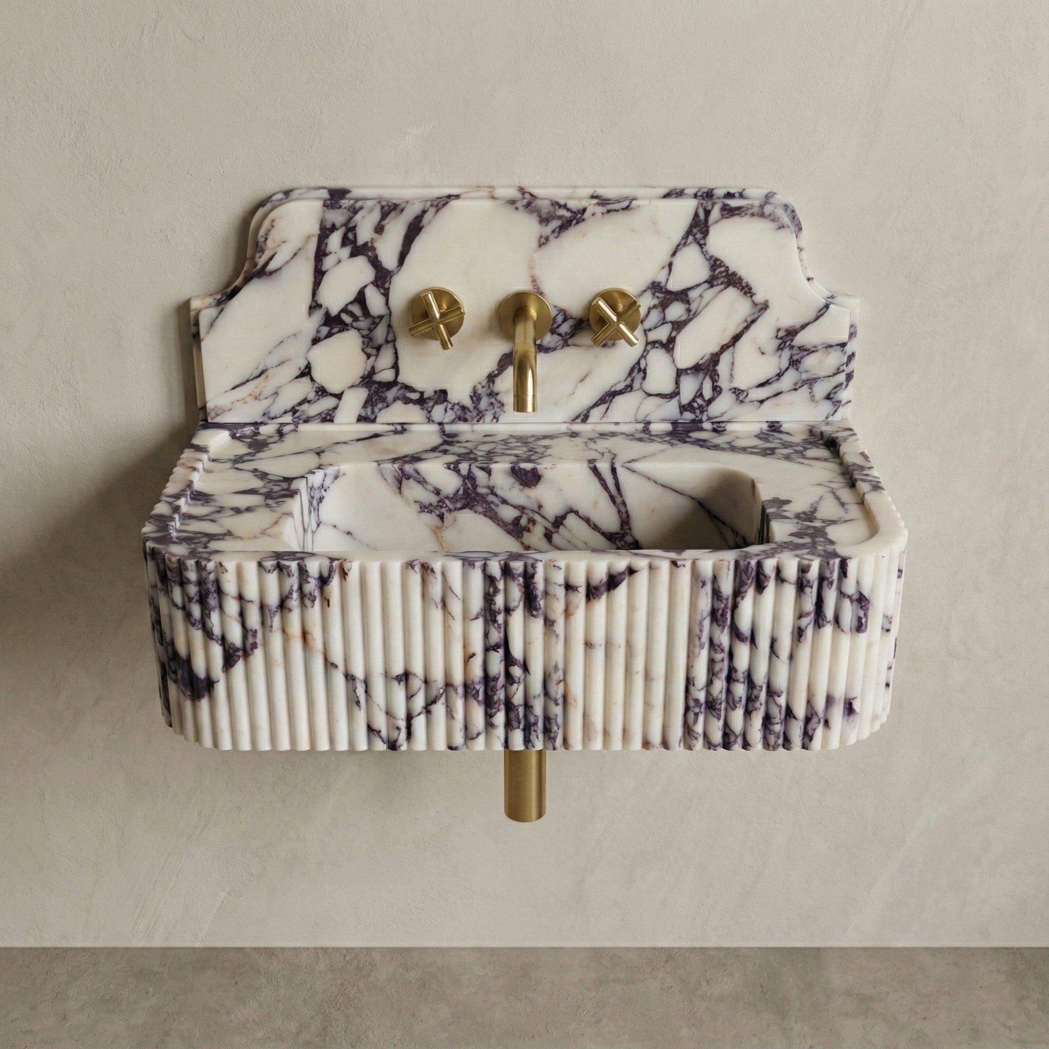 Calacatta Viola Backsplash Sink - Fluted by VORELLI